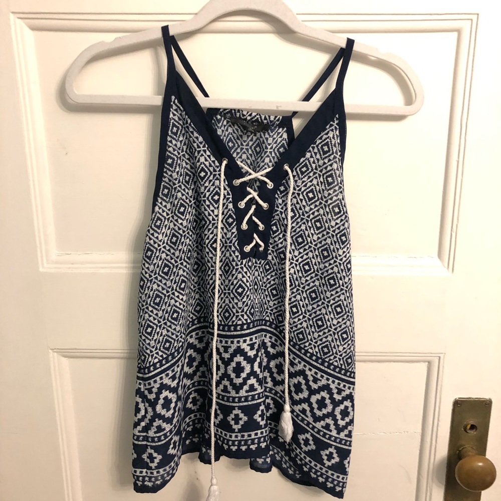 Navy printed tank top